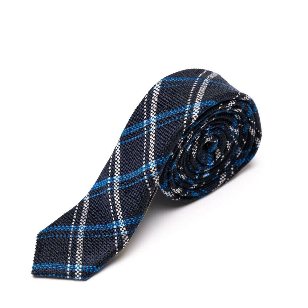 C2 by Calibrate Men Silk Plaid Tie Navy